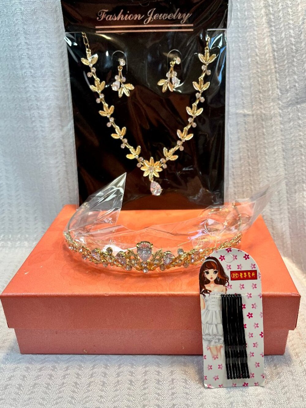 Fashion Jewelry Set Necklace Earrings and Matching Tiara